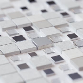 Abstract arrangement of metallic squares showcasing modern design and geometric patterns.